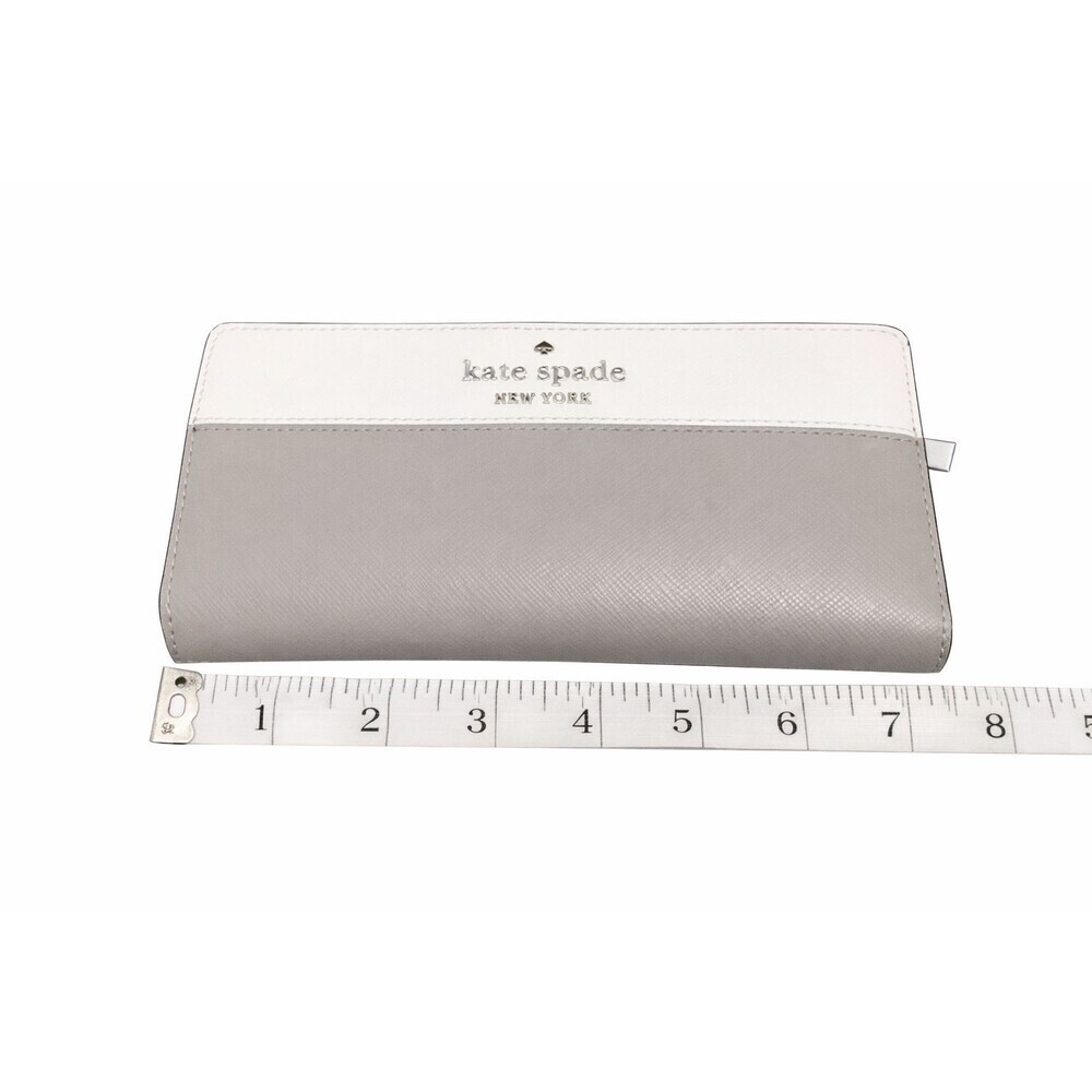 Kate Spade Staci Colorblock Wallet Slim Bifold Nimbus Gray White Wallet Grey New - Picture 6 of 6